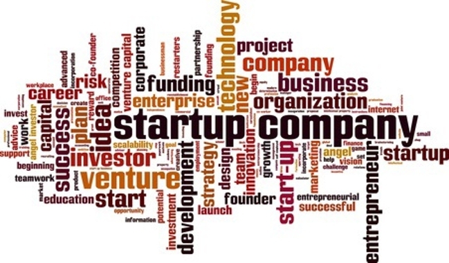 Startup company word cloud concept, vector illustration